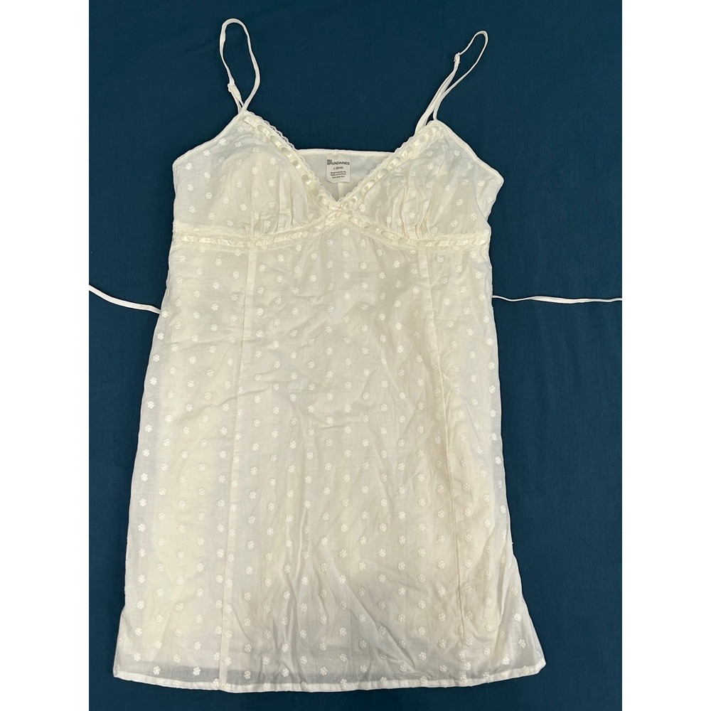 No Boundaries White Swiss Dot Lace Trim Camisole Top Ribbon Tie Back Large 12-14